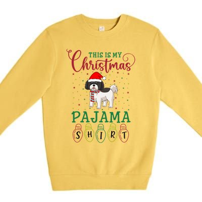 Shih Tzu Dog Xmas Light Funny This Is My Christmas Pajama Gift Premium Crewneck Sweatshirt