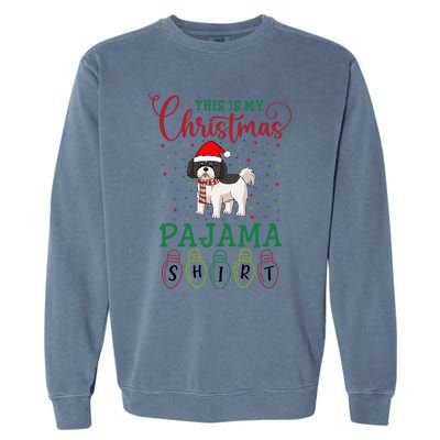 Shih Tzu Dog Xmas Light Funny This Is My Christmas Pajama Gift Garment-Dyed Sweatshirt