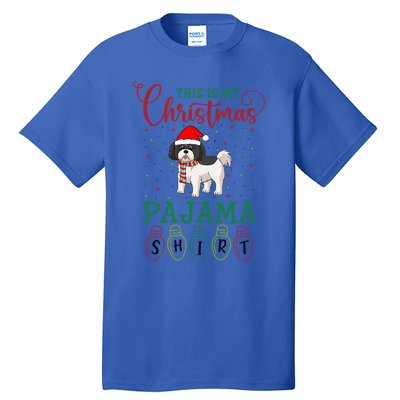 Shih Tzu Dog Xmas Light Funny This Is My Christmas Pajama Gift Tall T-Shirt