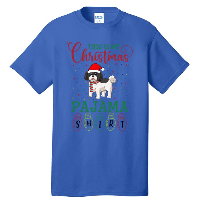 Shih Tzu Dog Xmas Light Funny This Is My Christmas Pajama Gift Tall T-Shirt