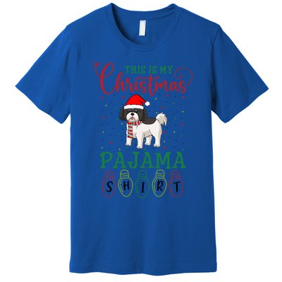 Shih Tzu Dog Xmas Light Funny This Is My Christmas Pajama Gift Premium T-Shirt