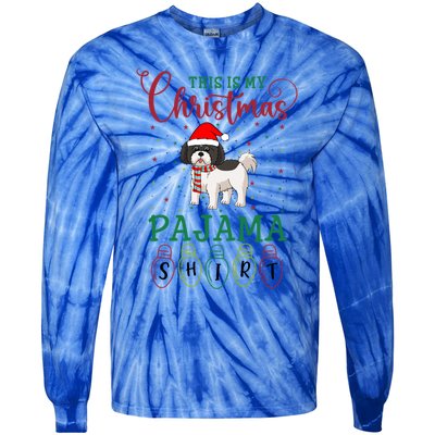 Shih Tzu Dog Xmas Light Funny This Is My Christmas Pajama Gift Tie-Dye Long Sleeve Shirt