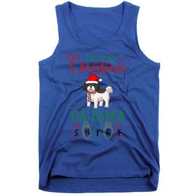 Shih Tzu Dog Xmas Light Funny This Is My Christmas Pajama Gift Tank Top