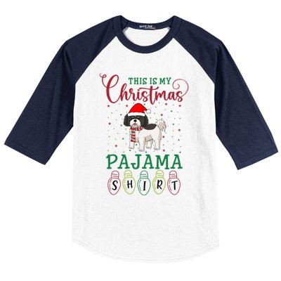 Shih Tzu Dog Xmas Light Funny This Is My Christmas Pajama Gift Baseball Sleeve Shirt