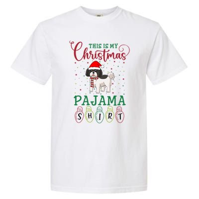 Shih Tzu Dog Xmas Light Funny This Is My Christmas Pajama Gift Garment-Dyed Heavyweight T-Shirt