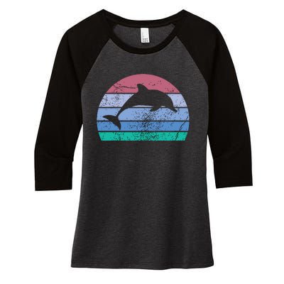 Save The Dolphin Endangered Species Gift Tee Women's Tri-Blend 3/4-Sleeve Raglan Shirt