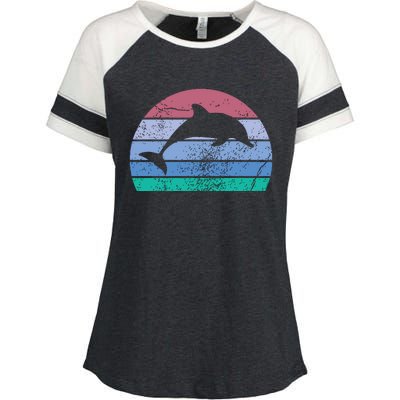 Save The Dolphin Endangered Species Gift Tee Enza Ladies Jersey Colorblock Tee