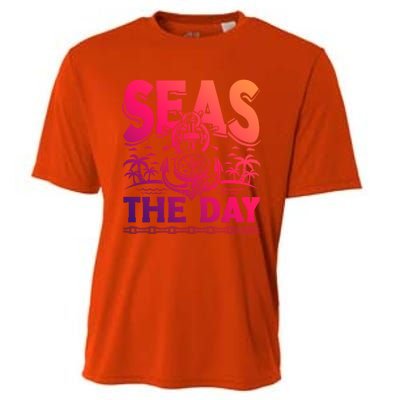 Seas The Day Sea Sailor Maritime Gift Cooling Performance Crew T-Shirt