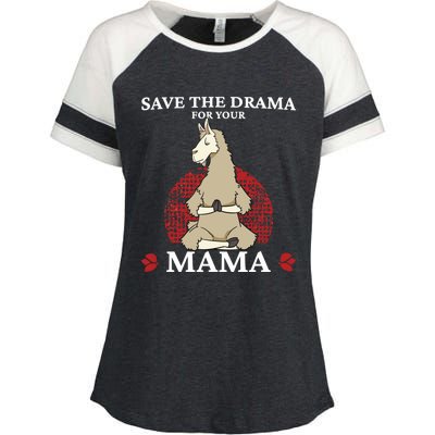 Save The Drama For Your Mama Funny Gift Yoga Pose Llama Gift Enza Ladies Jersey Colorblock Tee