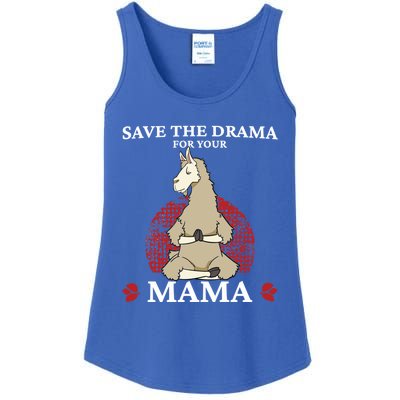 Save The Drama For Your Mama Funny Gift Yoga Pose Llama Gift Ladies Essential Tank