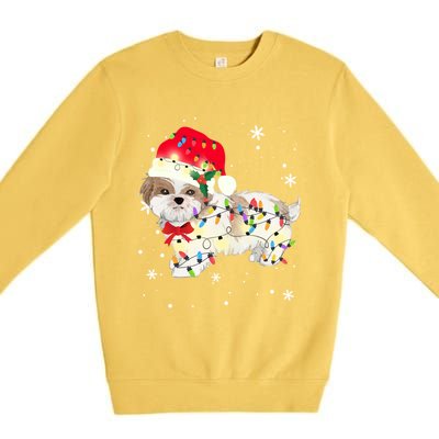 Shih Tzu Dog Christmas Light Xmas Mom Dad Funny Gift Great Gift Premium Crewneck Sweatshirt