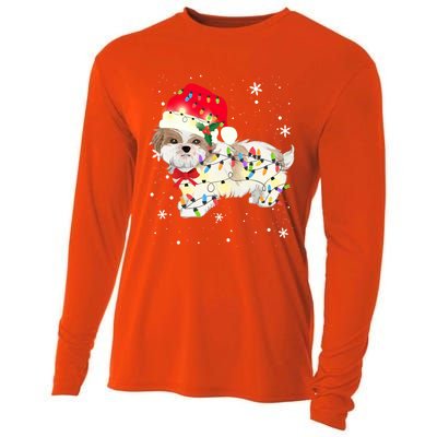 Shih Tzu Dog Christmas Light Xmas Mom Dad Funny Gift Great Gift Cooling Performance Long Sleeve Crew