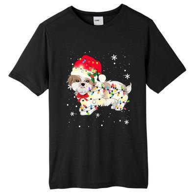 Shih Tzu Dog Christmas Light Xmas Mom Dad Funny Gift Great Gift Tall Fusion ChromaSoft Performance T-Shirt