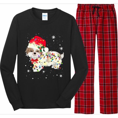 Shih Tzu Dog Christmas Light Xmas Mom Dad Funny Gift Great Gift Long Sleeve Pajama Set