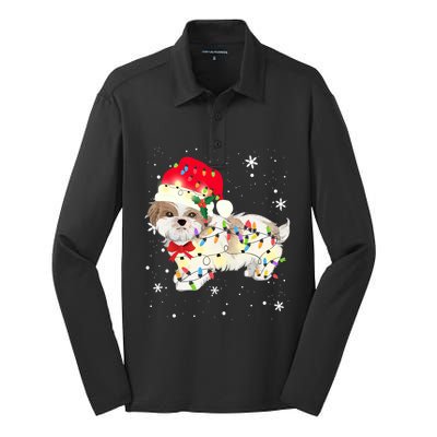 Shih Tzu Dog Christmas Light Xmas Mom Dad Funny Gift Great Gift Silk Touch Performance Long Sleeve Polo