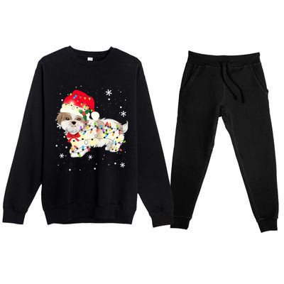 Shih Tzu Dog Christmas Light Xmas Mom Dad Funny Gift Great Gift Premium Crewneck Sweatsuit Set