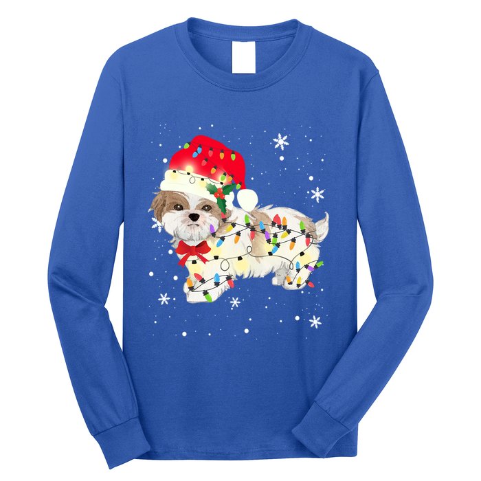 Shih Tzu Dog Christmas Light Xmas Mom Dad Funny Gift Great Gift Long Sleeve Shirt