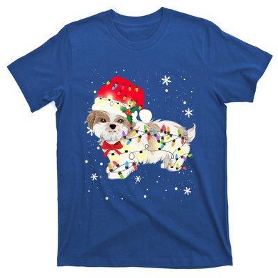 Shih Tzu Dog Christmas Light Xmas Mom Dad Funny Gift Great Gift T-Shirt