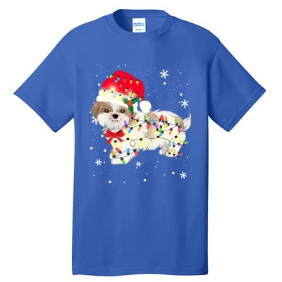 Shih Tzu Dog Christmas Light Xmas Mom Dad Funny Gift Great Gift Tall T-Shirt