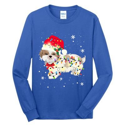 Shih Tzu Dog Christmas Light Xmas Mom Dad Funny Gift Great Gift Tall Long Sleeve T-Shirt