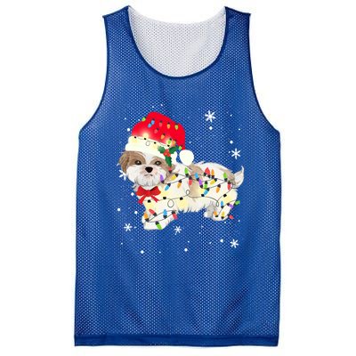 Shih Tzu Dog Christmas Light Xmas Mom Dad Funny Gift Great Gift Mesh Reversible Basketball Jersey Tank