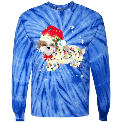 Shih Tzu Dog Christmas Light Xmas Mom Dad Funny Gift Great Gift Tie-Dye Long Sleeve Shirt