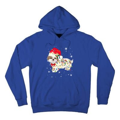 Shih Tzu Dog Christmas Light Xmas Mom Dad Funny Gift Great Gift Tall Hoodie