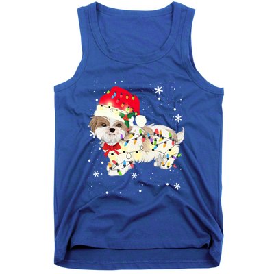 Shih Tzu Dog Christmas Light Xmas Mom Dad Funny Gift Great Gift Tank Top