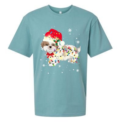 Shih Tzu Dog Christmas Light Xmas Mom Dad Funny Gift Great Gift Sueded Cloud Jersey T-Shirt