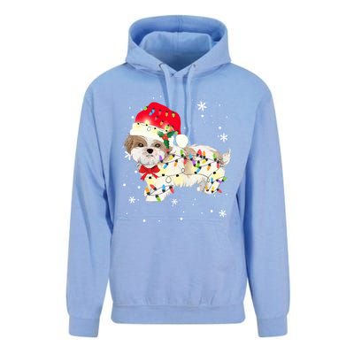 Shih Tzu Dog Christmas Light Xmas Mom Dad Funny Gift Great Gift Unisex Surf Hoodie