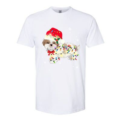 Shih Tzu Dog Christmas Light Xmas Mom Dad Funny Gift Great Gift Softstyle CVC T-Shirt