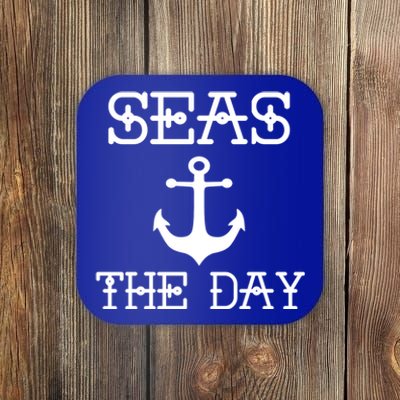 Seas The Day Maritime Sailing Boating Captain Meaningful Gift Coaster