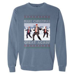 Santa Trump Dance Make Christmas Great Again Ugly Sweater Garment-Dyed Sweatshirt