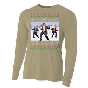 Santa Trump Dance Make Christmas Great Again Ugly Sweater Cooling Performance Long Sleeve Crew