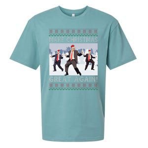 Santa Trump Dance Make Christmas Great Again Ugly Sweater Sueded Cloud Jersey T-Shirt