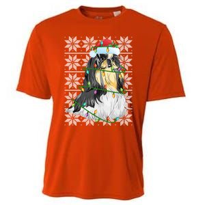 Shih Tzu Dog Christmas Lights Santa Hat Dog Ugly Xmas Cool Gift Cooling Performance Crew T-Shirt