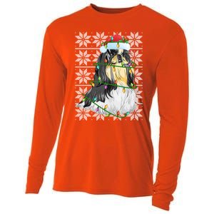 Shih Tzu Dog Christmas Lights Santa Hat Dog Ugly Xmas Cool Gift Cooling Performance Long Sleeve Crew