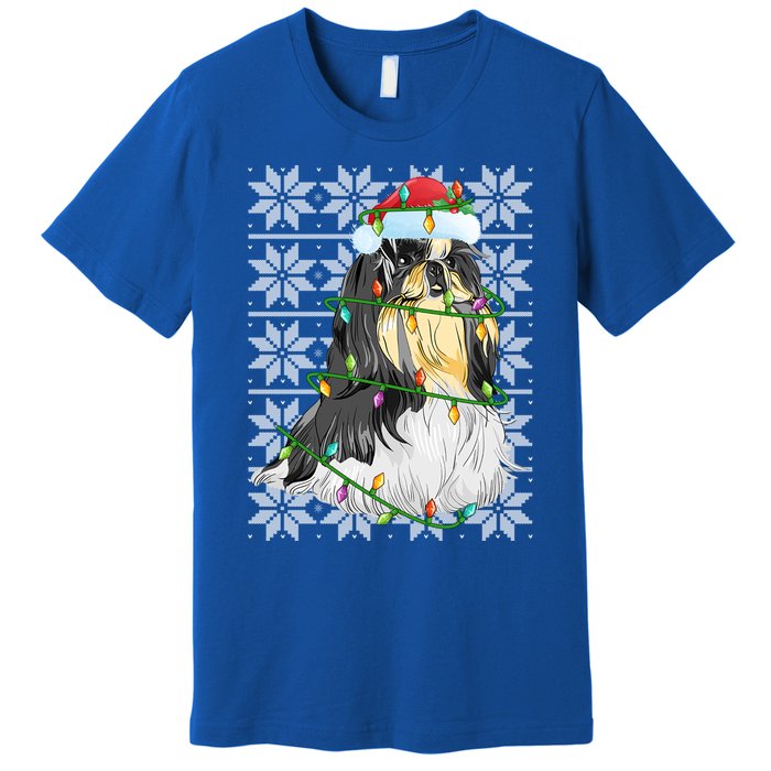 Shih Tzu Dog Christmas Lights Santa Hat Dog Ugly Xmas Cool Gift Premium T-Shirt