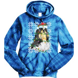 Shih Tzu Dog Christmas Lights Santa Hat Dog Ugly Xmas Cool Gift Tie Dye Hoodie