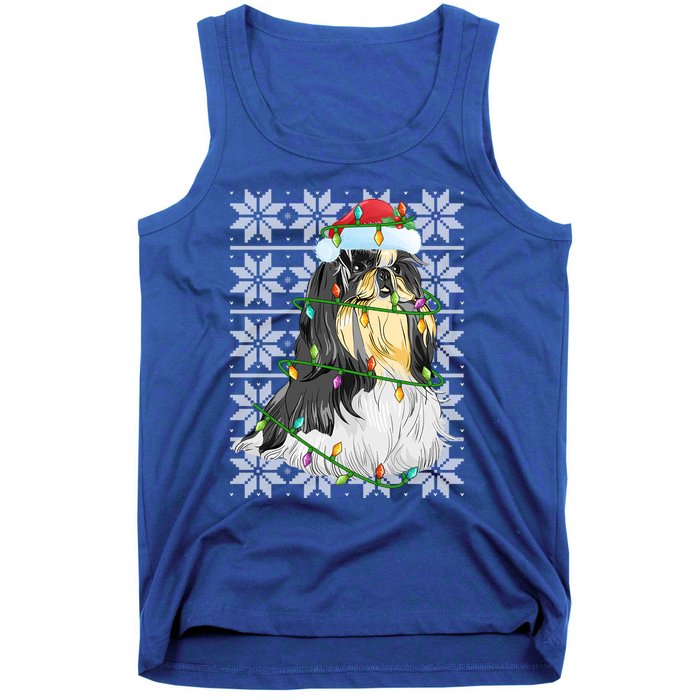 Shih Tzu Dog Christmas Lights Santa Hat Dog Ugly Xmas Cool Gift Tank Top