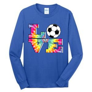 Soccer Tie Dye Love Multi Color Teen Girls Funny Gift Tall Long Sleeve T-Shirt