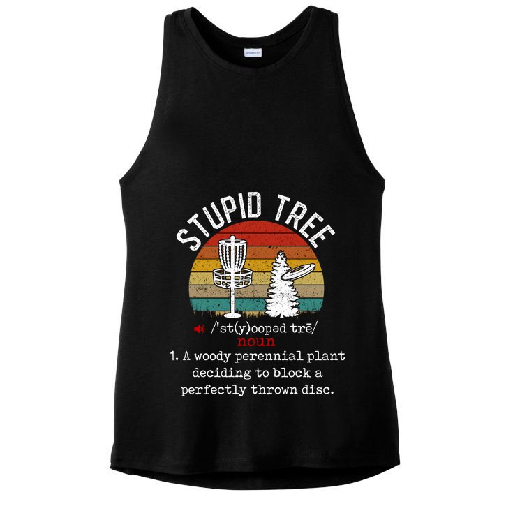 Stupid Tree Disc Golf Retro Frisbee Gift Ladies PosiCharge Tri-Blend Wicking Tank