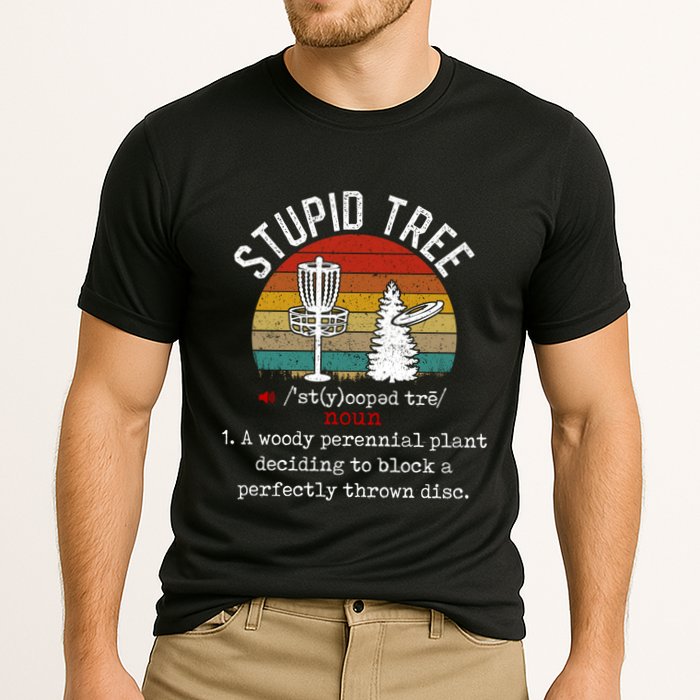 Stupid Tree Disc Golf Retro Frisbee Gift Cooling Performance Crew T-Shirt
