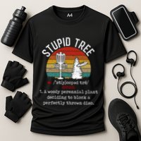 Stupid Tree Disc Golf Retro Frisbee Gift Cooling Performance Crew T-Shirt