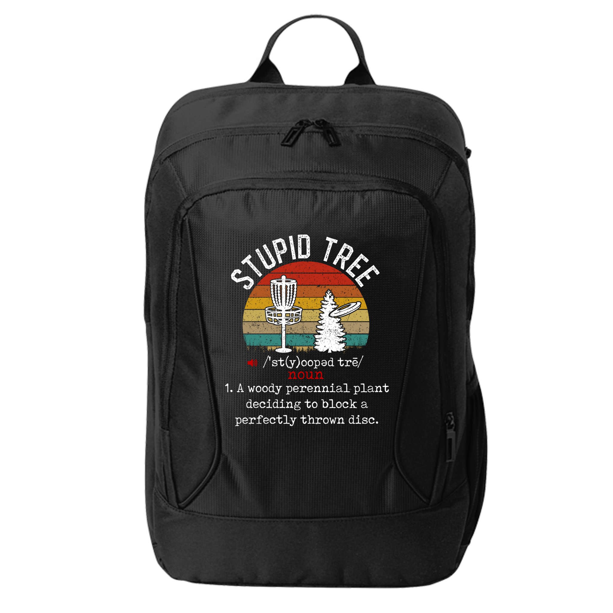 Stupid Tree Disc Golf Retro Frisbee Gift City Backpack