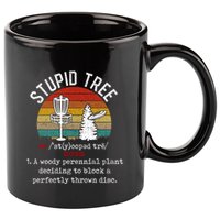 Stupid Tree Disc Golf Retro Frisbee Gift 11oz C Handle Ceramic Mug
