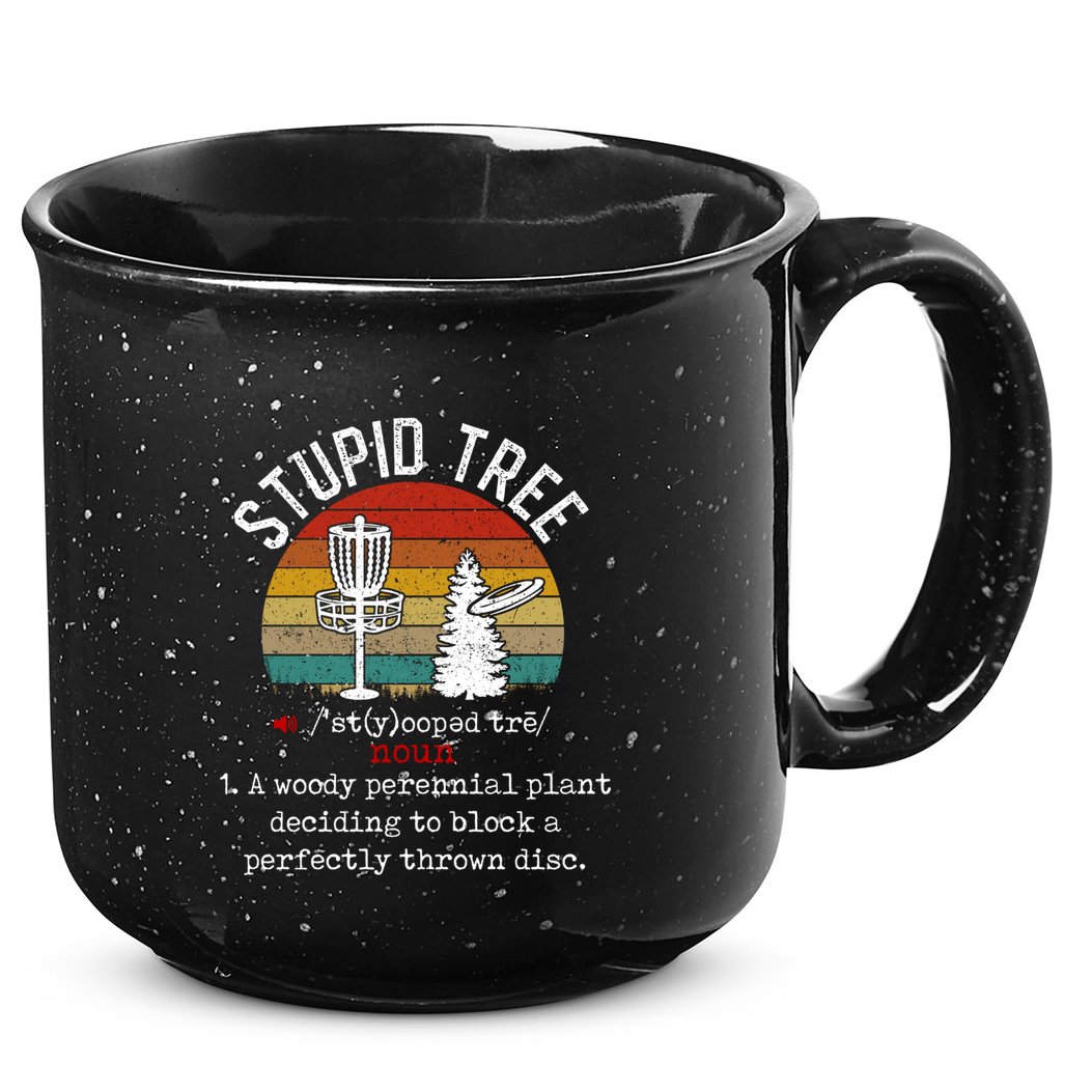 Stupid Tree Disc Golf Retro Frisbee Gift 15oz Campfire Ceramic Mug