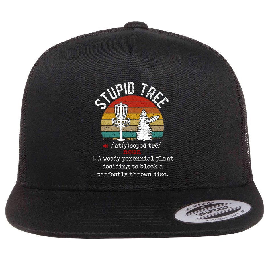 Stupid Tree Disc Golf Retro Frisbee Gift Flat Bill Trucker Hat