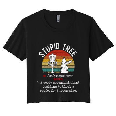 Stupid Tree Disc Golf Retro Frisbee Gift Crop Top