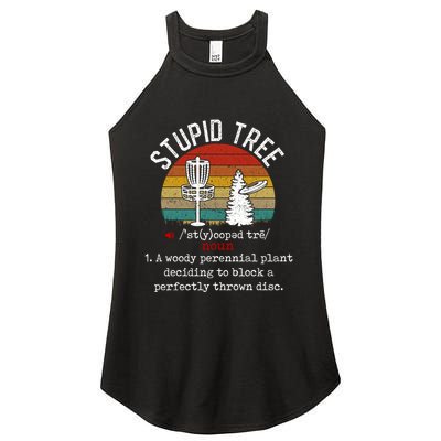 Stupid Tree Disc Golf Retro Frisbee Gift Women's Perfect Tri Rocker Tank